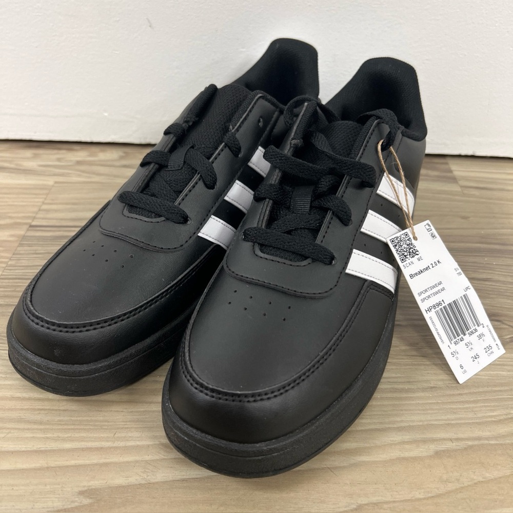 adidas Breaknet 2.0K Sneakers Casual Sports Tennis Black White Youth 6 HP8961